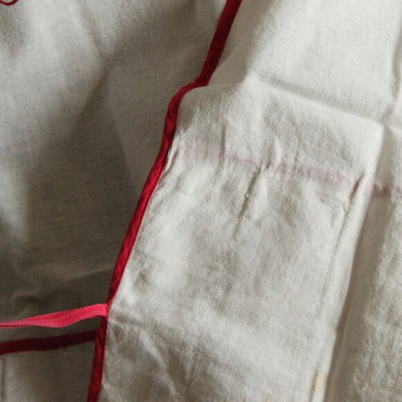 Vintage 1950s Silverware Holder, White And Red Fork Pocket, Kitchen Linens - Picture 12 of 13